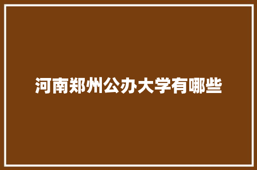 河南郑州公办大学有哪些