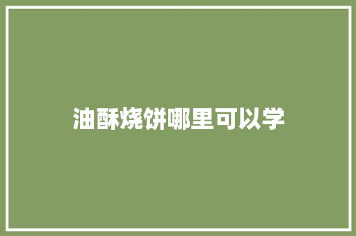 油酥烧饼哪里可以学