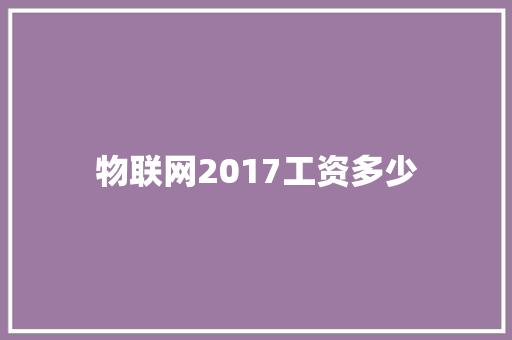 物联网2017工资多少