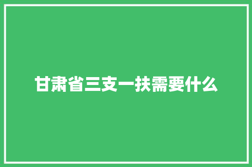 甘肃省三支一扶需要什么