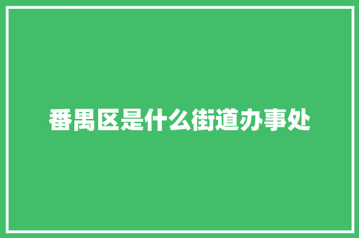 番禺区是什么街道办事处