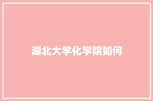 湖北大学化学院如何