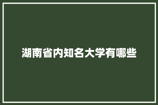 湖南省内知名大学有哪些