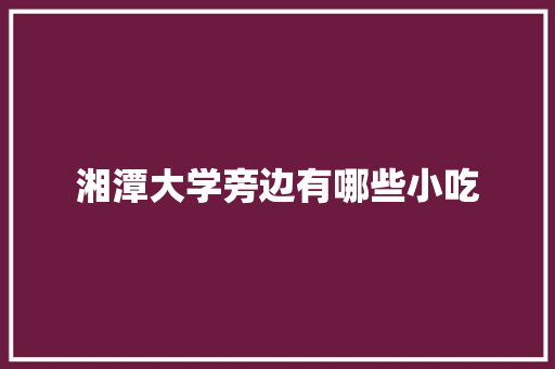 湘潭大学旁边有哪些小吃
