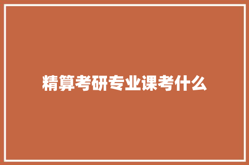 精算考研专业课考什么