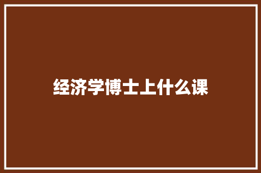 经济学博士上什么课