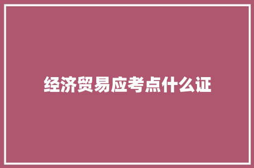 经济贸易应考点什么证