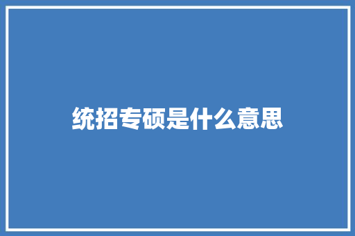 统招专硕是什么意思
