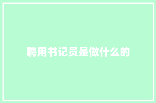 聘用书记员是做什么的