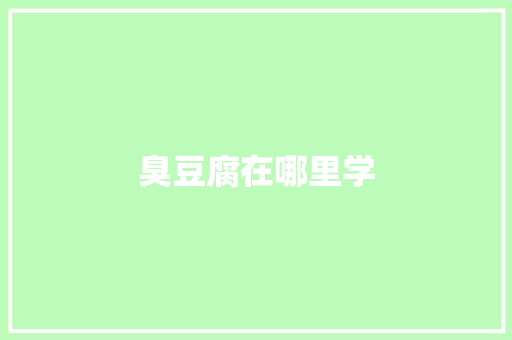 臭豆腐在哪里学