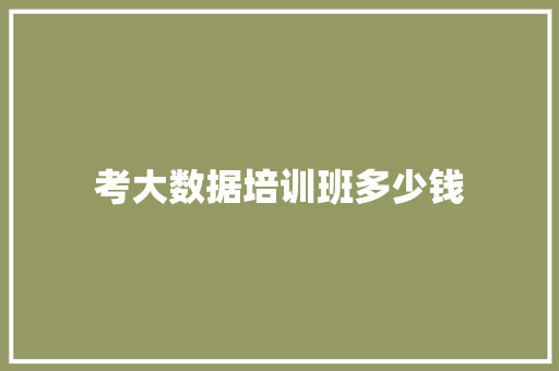 考大数据培训班多少钱