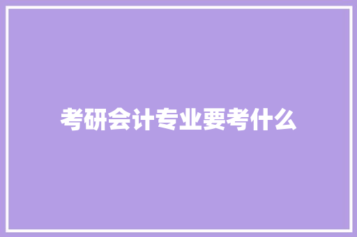 考研会计专业要考什么 项目管理范文