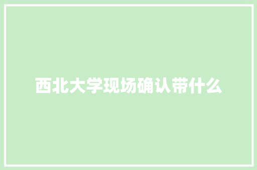 西北大学现场确认带什么