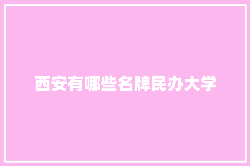 西安有哪些名牌民办大学