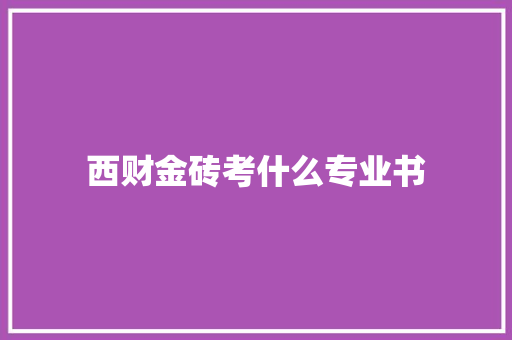 西财金砖考什么专业书 项目管理范文