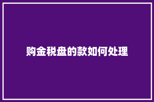 购金税盘的款如何处理