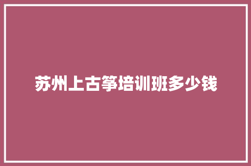 苏州上古筝培训班多少钱