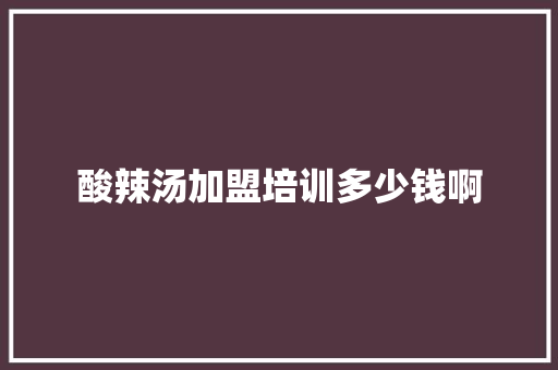 酸辣汤加盟培训多少钱啊