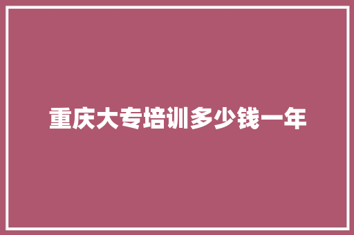 重庆大专培训多少钱一年