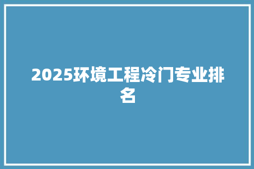 2025环境工程冷门专业排名