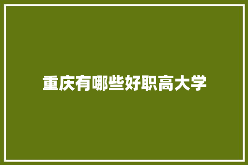 重庆有哪些好职高大学