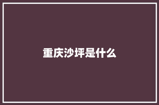 重庆沙坪是什么