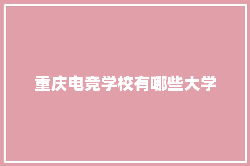 重庆电竞学校有哪些大学