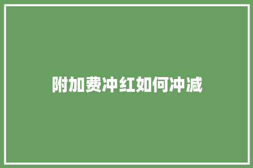 附加费冲红如何冲减