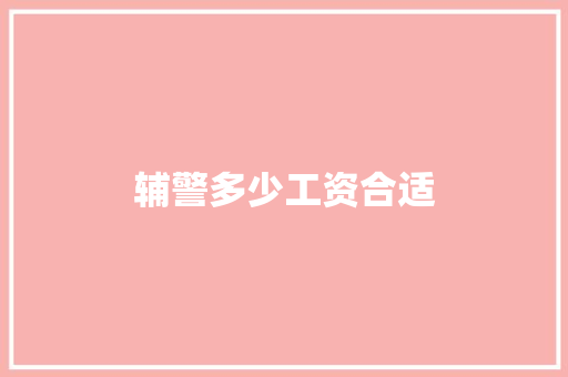 辅警多少工资合适