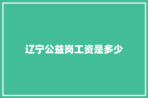 辽宁公益岗工资是多少