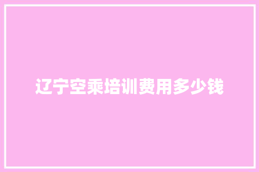 辽宁空乘培训费用多少钱