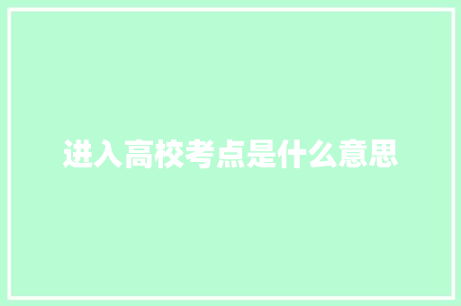 进入高校考点是什么意思