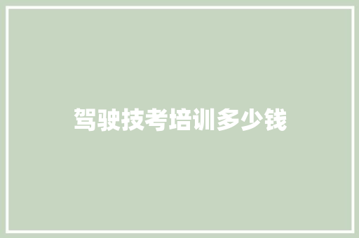 驾驶技考培训多少钱