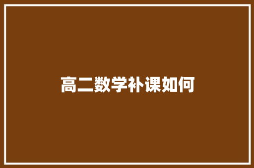 高二数学补课如何