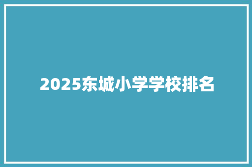 2025东城小学学校排名
