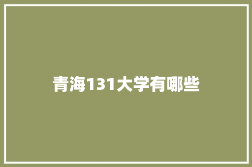 青海131大学有哪些