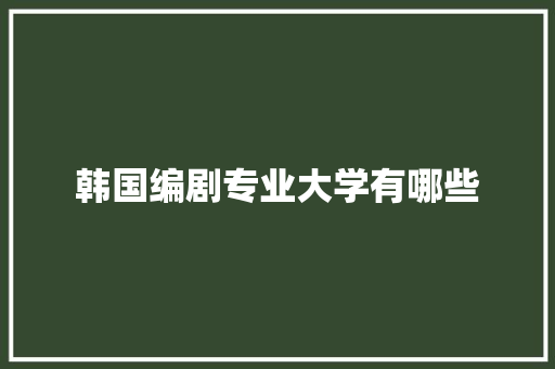 韩国编剧专业大学有哪些