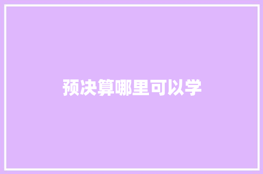 预决算哪里可以学