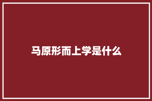 马原形而上学是什么