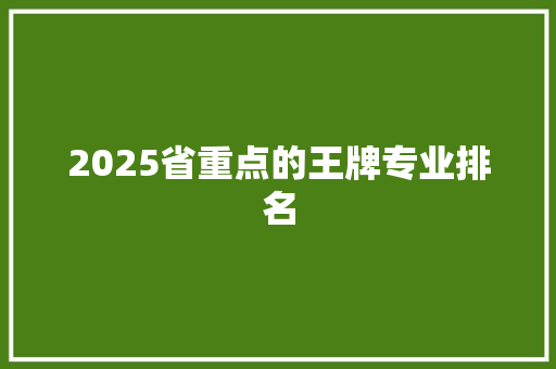 2025省重点的王牌专业排名