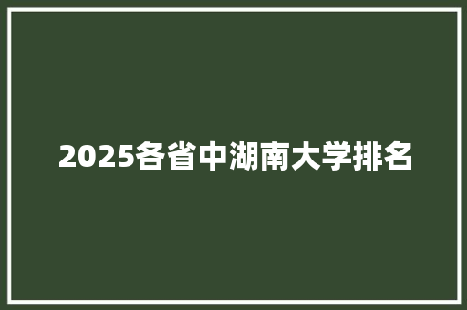 2025各省中湖南大学排名