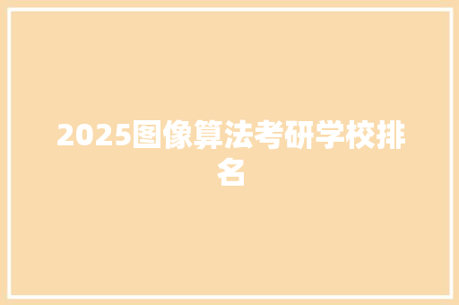 2025图像算法考研学校排名