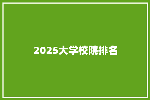 2025大学校院排名