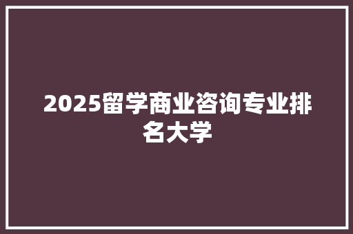 2025留学商业咨询专业排名大学