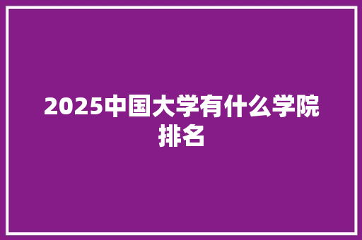 2025中国大学有什么学院排名