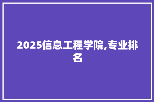 2025信息工程学院,专业排名 项目管理范文