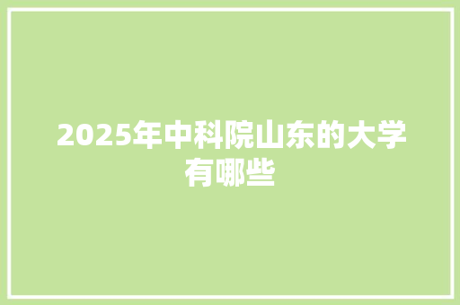 2025年中科院山东的大学有哪些