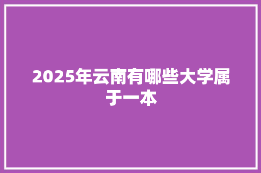2025年云南有哪些大学属于一本