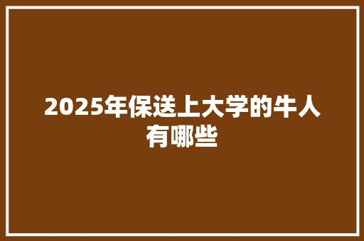 2025年保送上大学的牛人有哪些