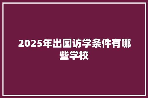 2025年出国访学条件有哪些学校